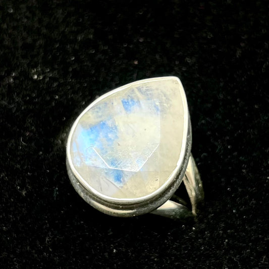 Moonstone Faceted Ring (Teardrop)