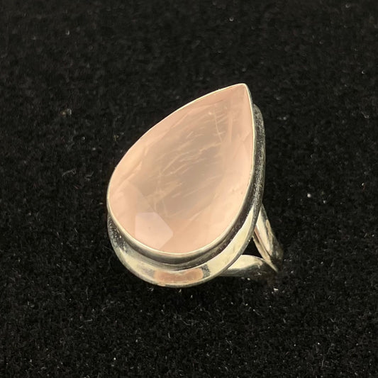 Rose Quartz Faceted Ring (Teardrop)