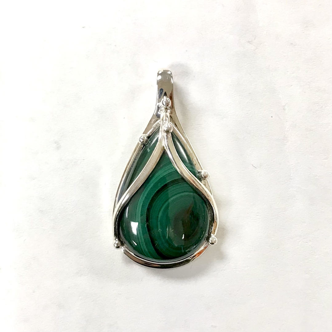 Malachite Pendant (Decorated Teardrop)