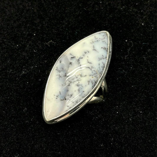 Dendritic Opal Agate Ring (Marquise)