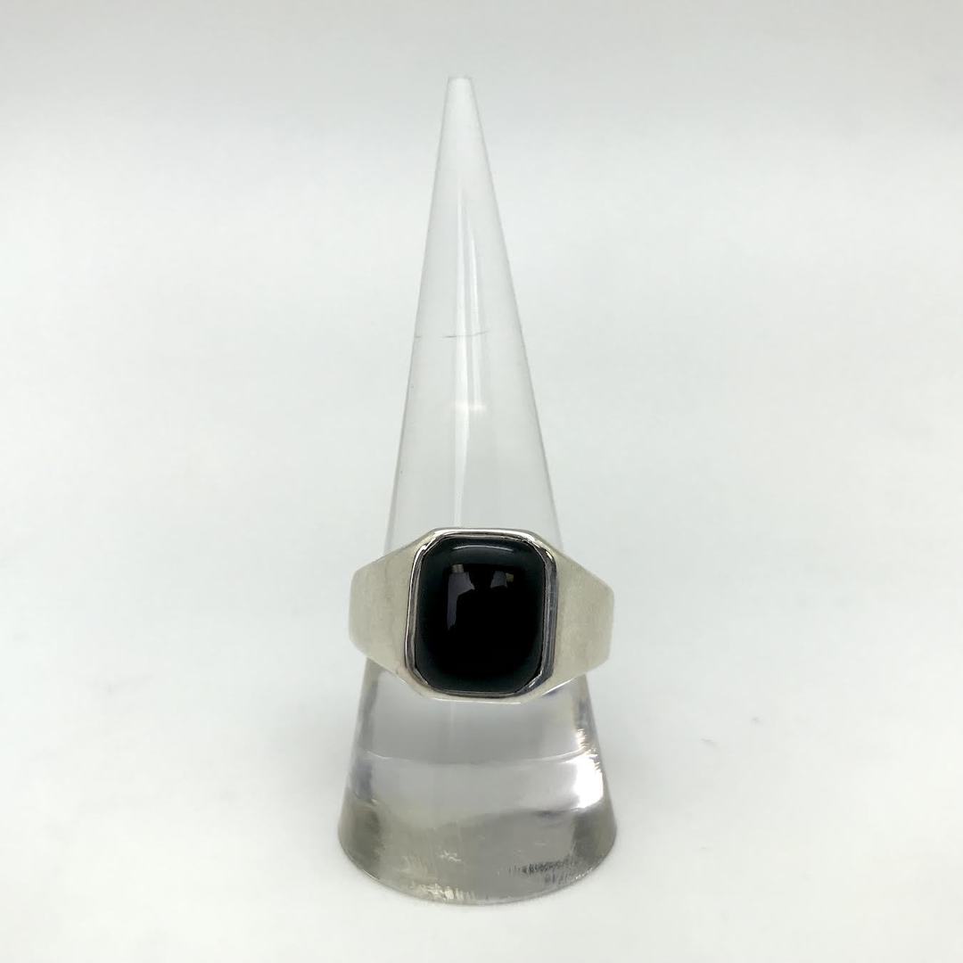 Black Onyx Ring Thick Band (Rectangle / Square)