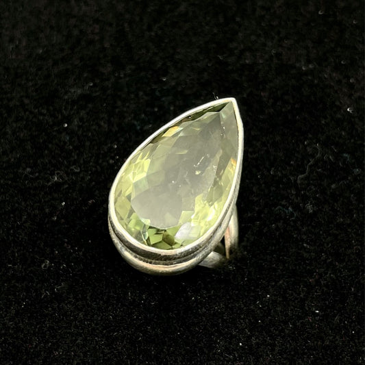 Prasiolite / Green Amethyst Faceted Ring (Teardrop)
