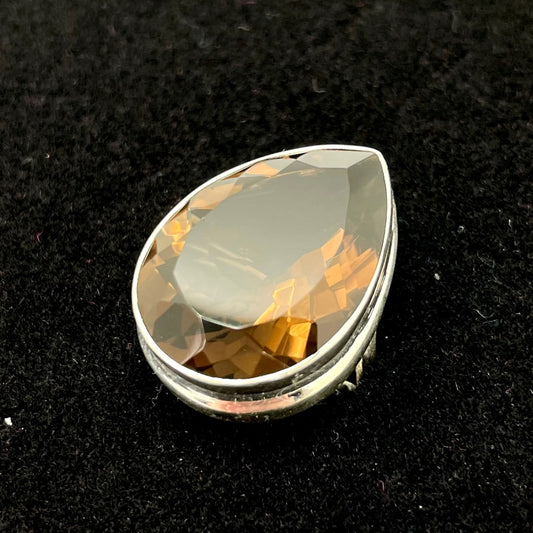Smoky Quartz Faceted Ring (Teardrop)