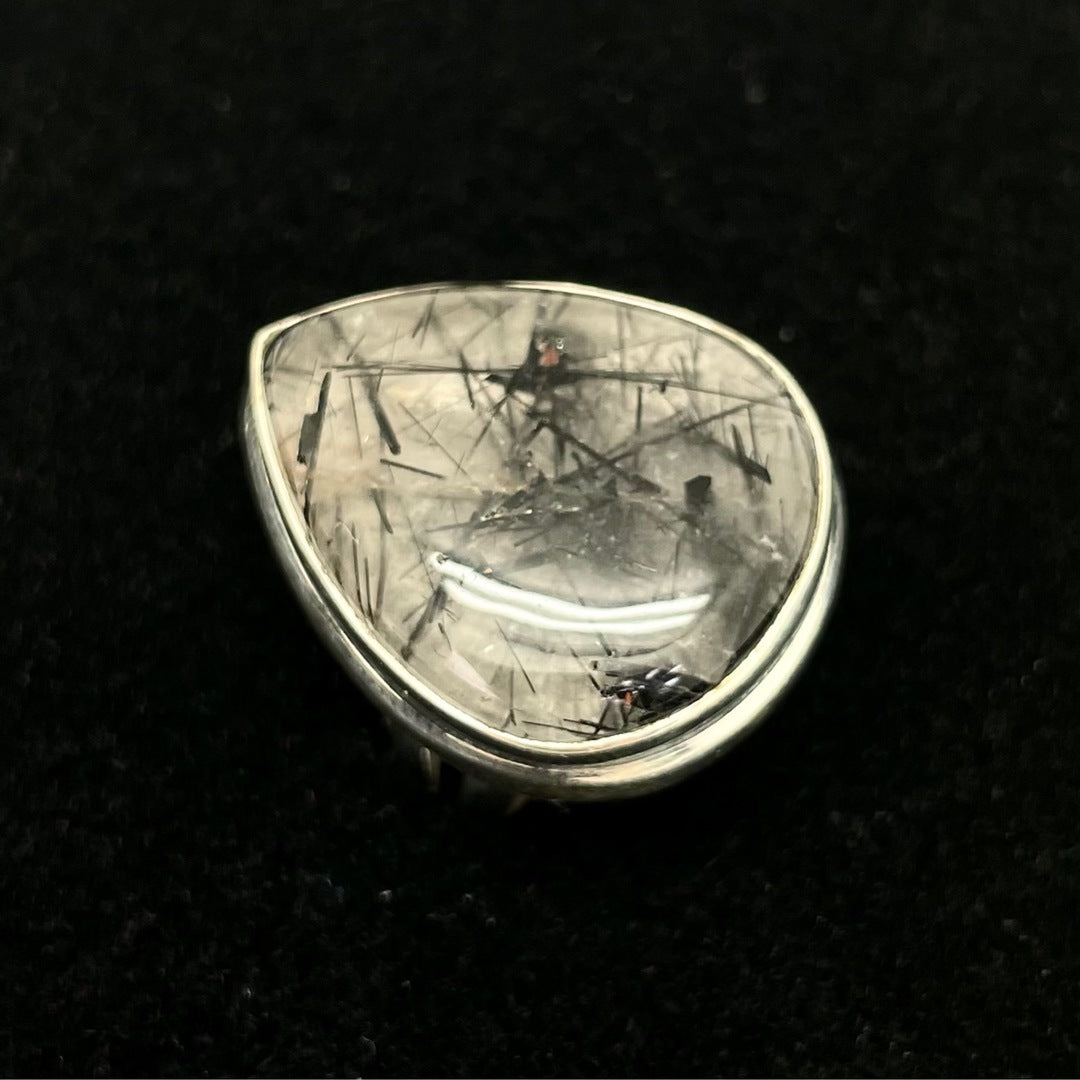 Black Rutilated Ring (Teardrop)
