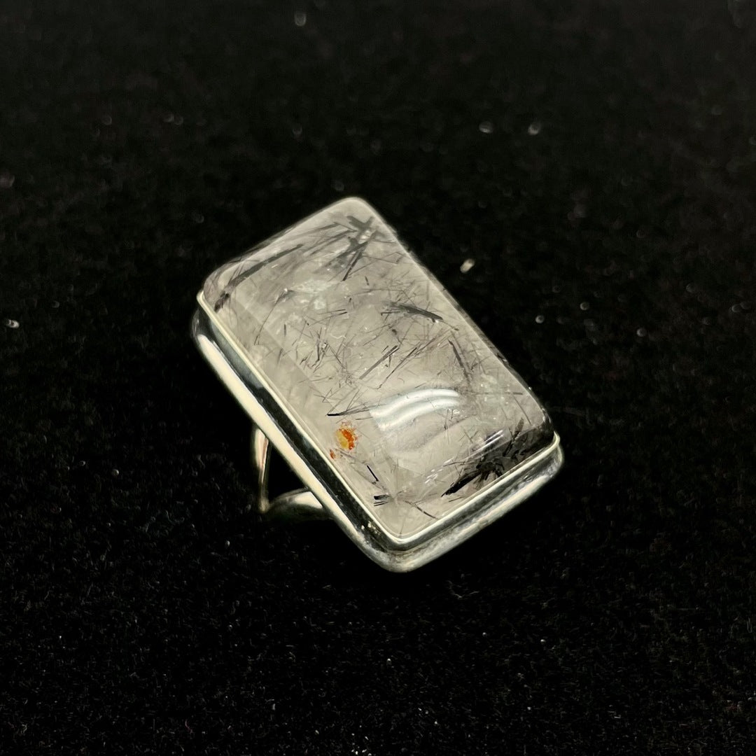 Black Rutilated Ring (Rectangle / Square)