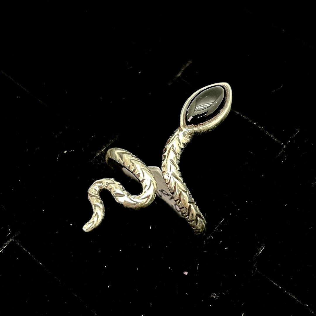 Black Onyx Snake Ring