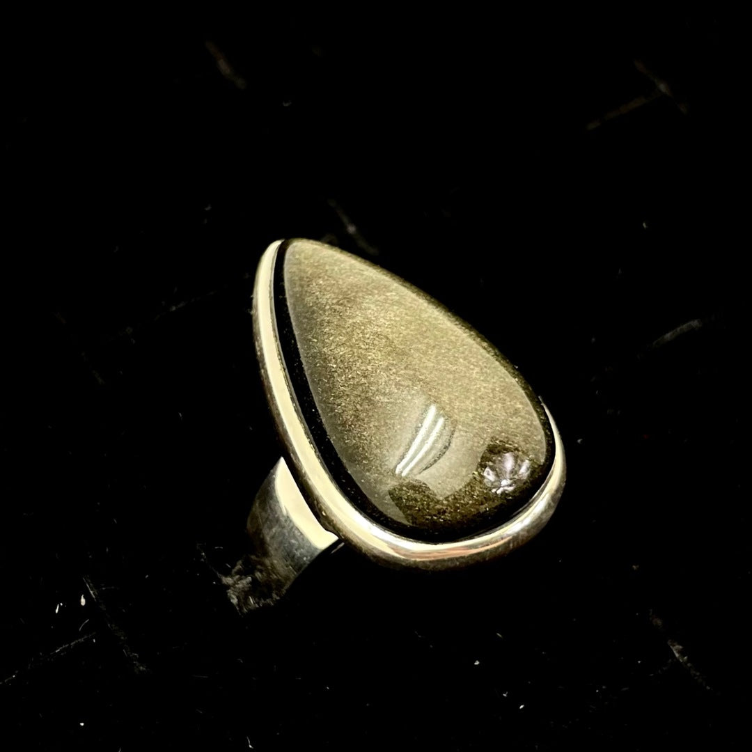 Gold Sheen Obsidian Ring (Teardrop)