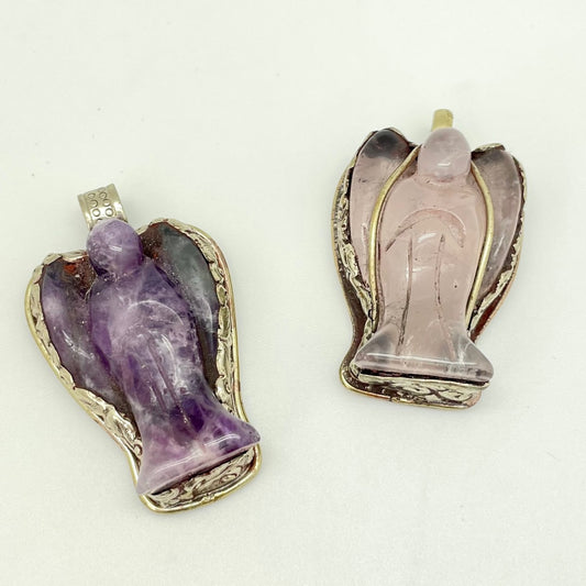 Brass Lined Crystal Angel Pendant