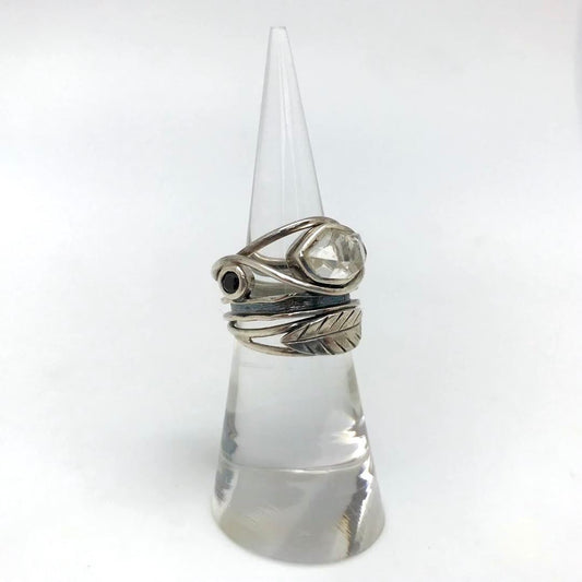 Leaf with Herkimer Diamond Sterling Silver Ring