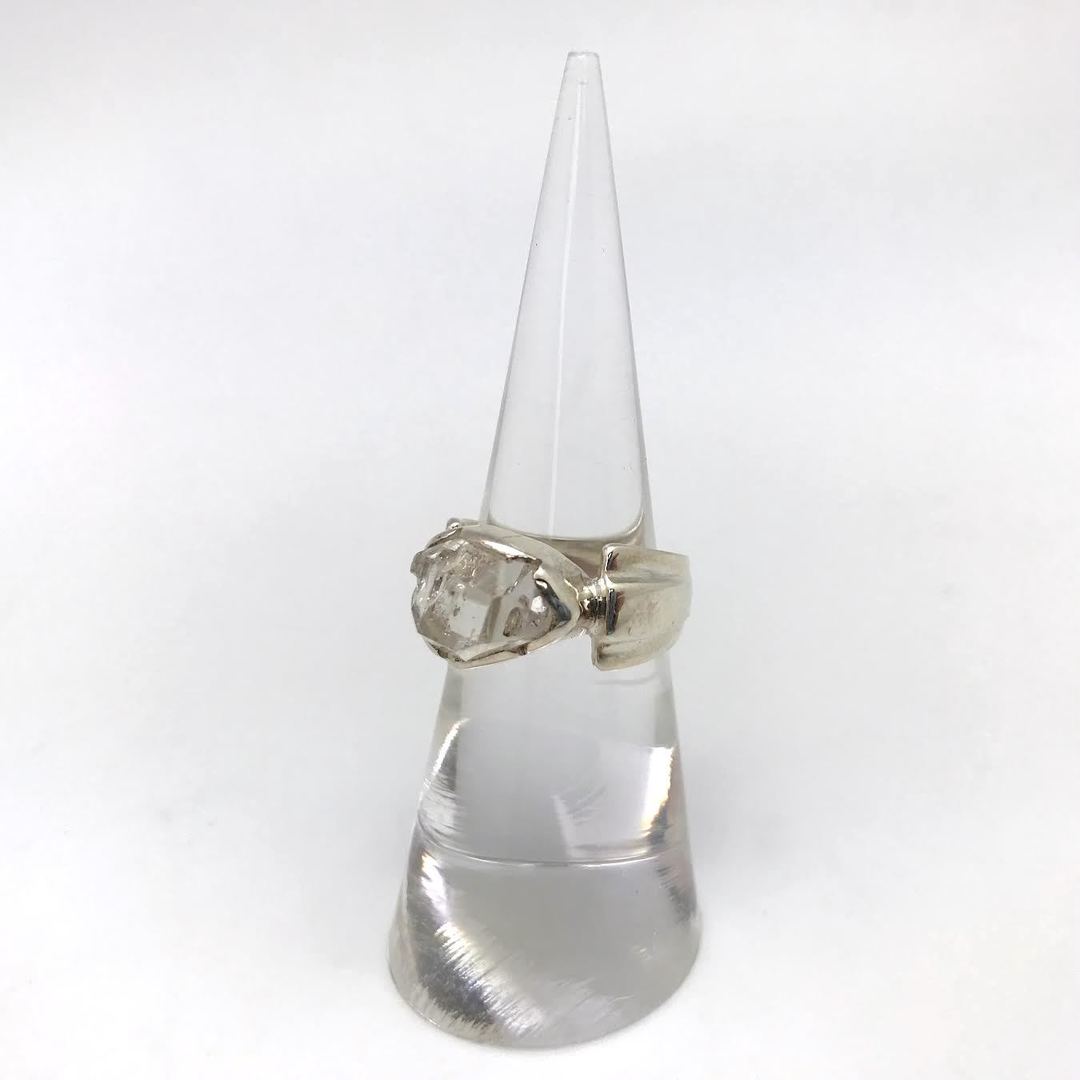 Herkimer Diamond Double Layer Silver Ring