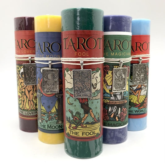 Tarot Card Pillar Candle (with Silver Pendant)