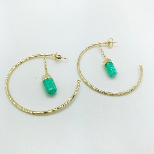 Fashion Hoop Earring with Crystal Point - Michal and Company