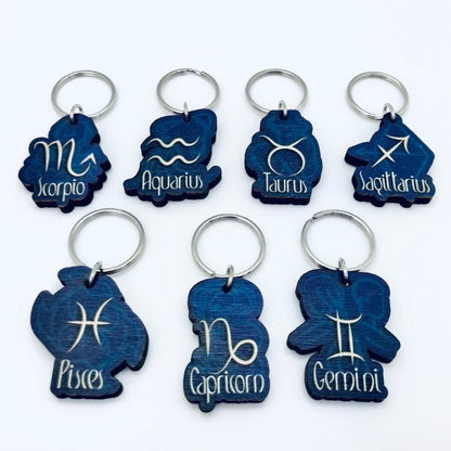 Zodiac Wood Cutout Keychain