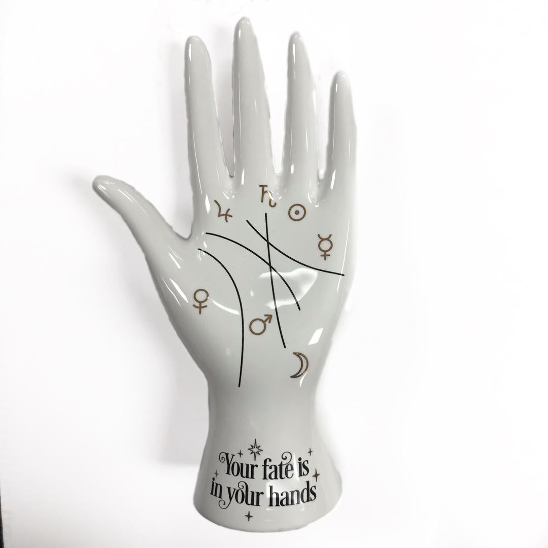 Ceramic Palmistry Hand with Booklet White