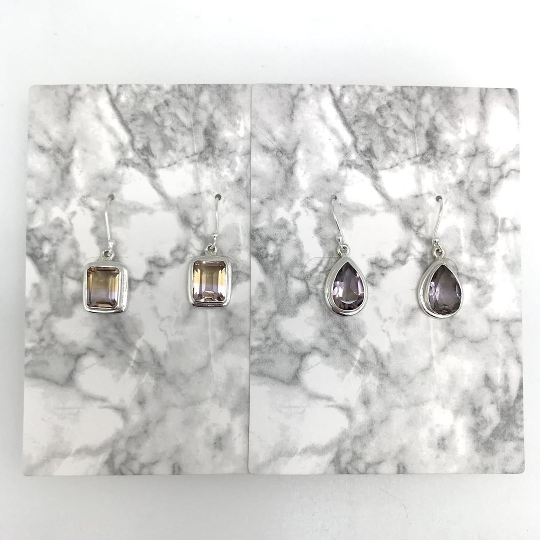 Faceted Ametrine Sterling Silver Dangle Earrings