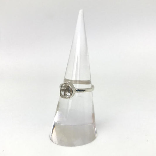 Raw Herkimer Diamond Sliver Lining Thin Band Ring
