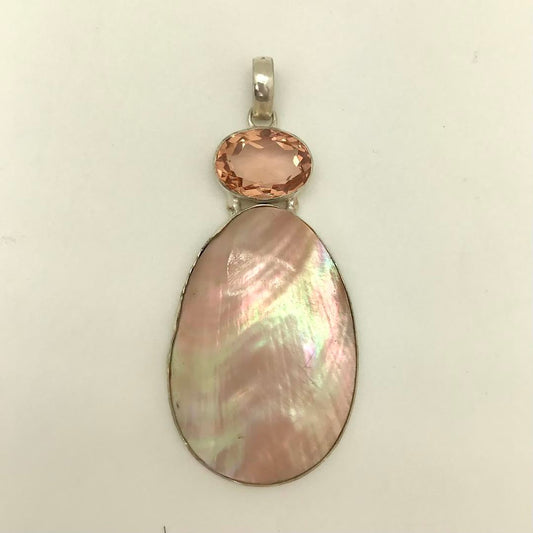 Pink Abalone with Pink Topaz and 925 Silver