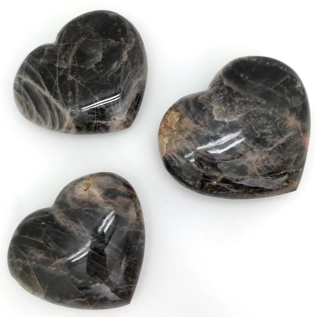 Black Moonstone Polished Heart