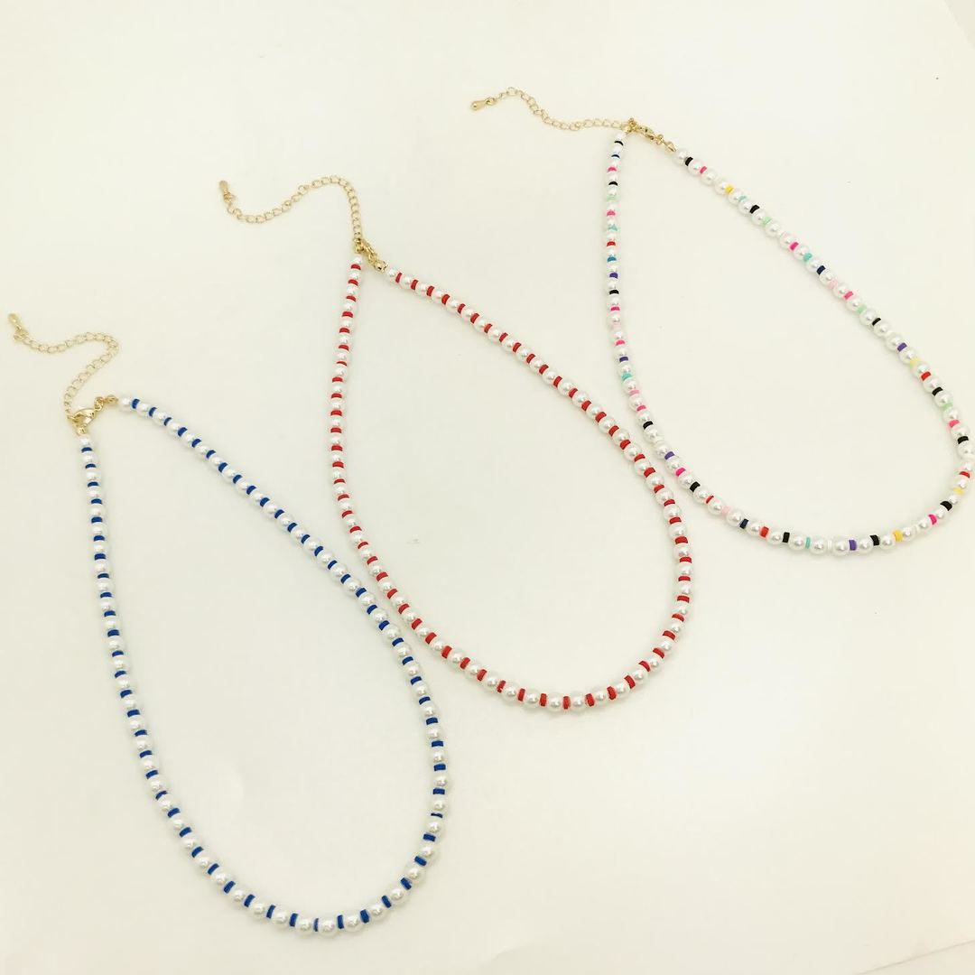 Adore - Pearls with Color Rubber Bead Necklace