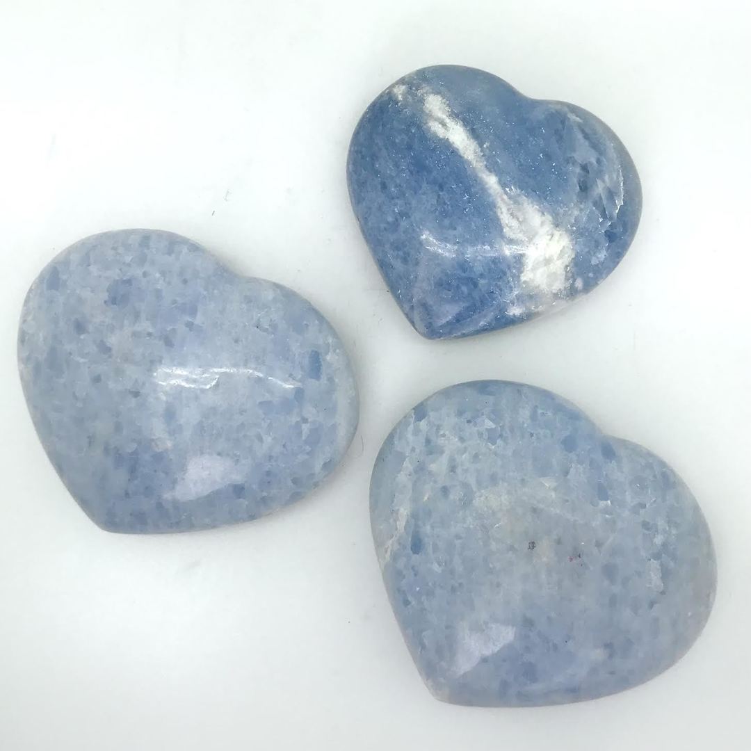 Blue Calcite Polished Hearts
