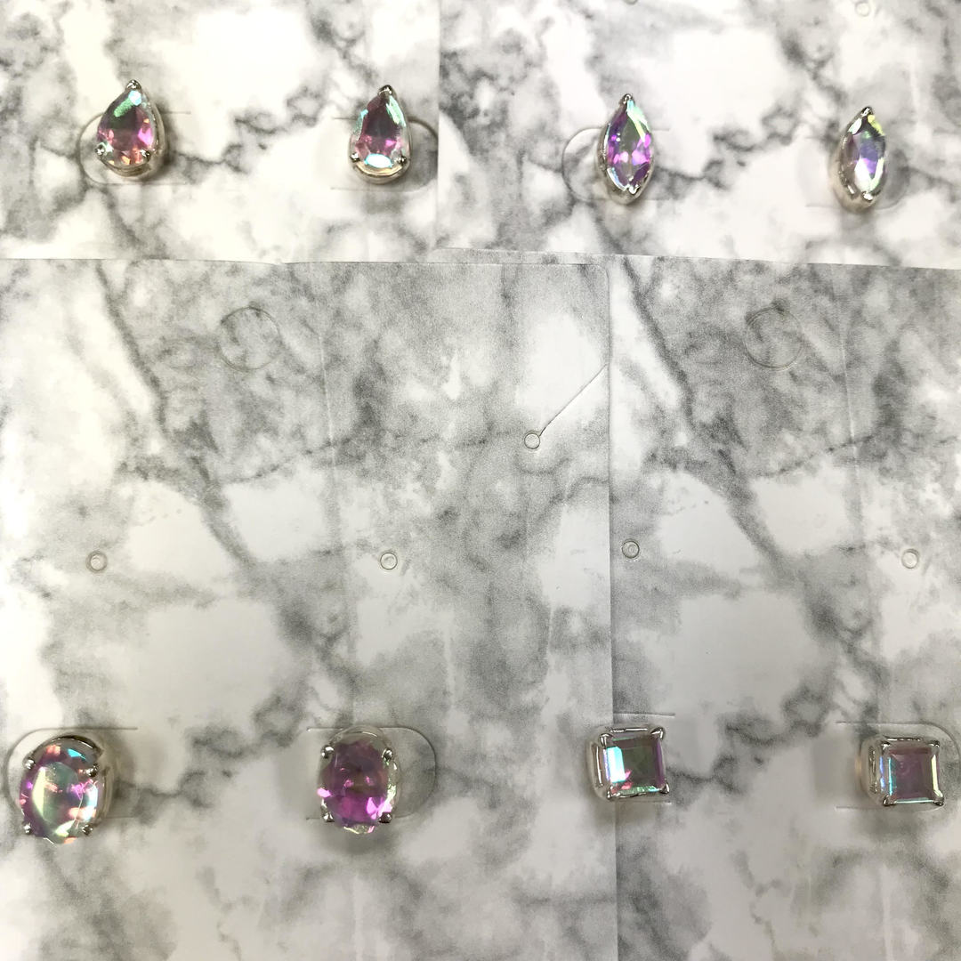 AB Mystic Quartz Sterling Silver Stud Earrings