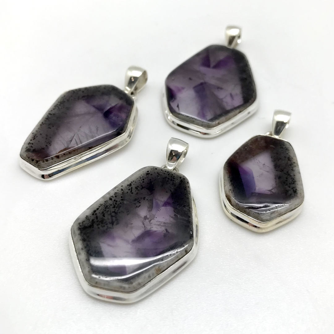 Coffin Shaped Amethyst Sterling Silver Pendant