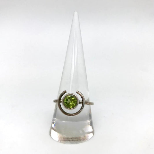 Peridot Crescent Sterling Silver Ring