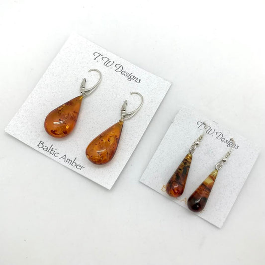 T.W. Baltic Amber Teardrop Earrings