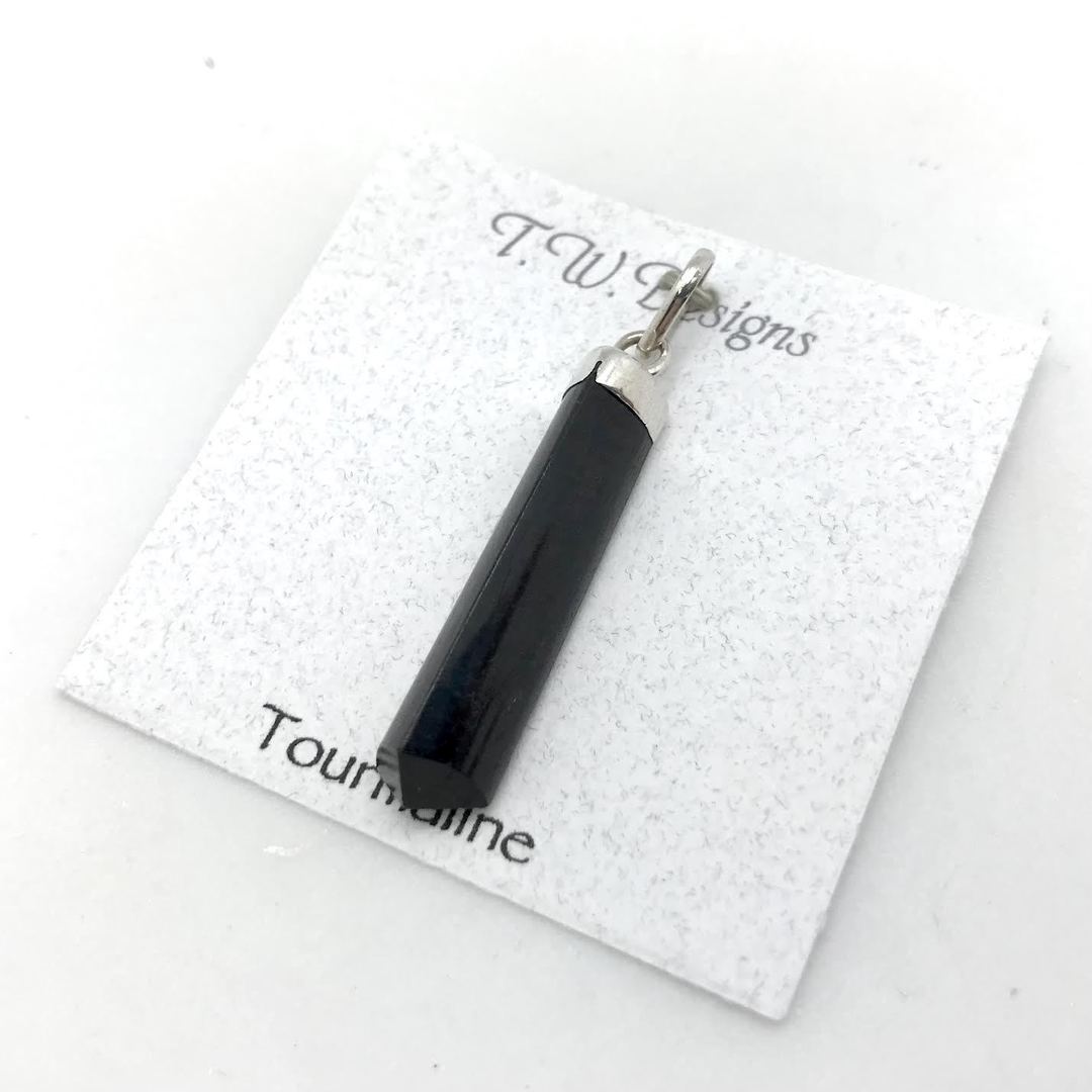 T.W. Polished Black Tourmaline Pendant