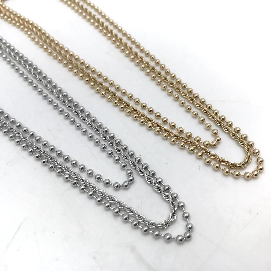 Adore - Ball Bead and Twisted Chain Triple Layered Necklace