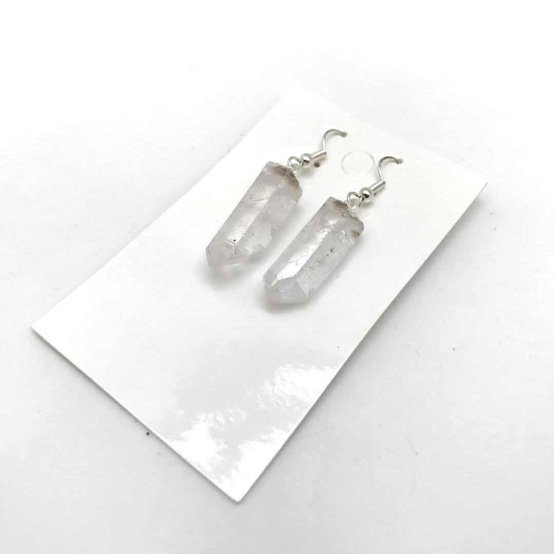 Raw Quartz Point Dangle Earring