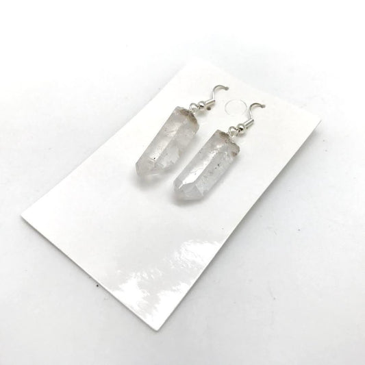 Raw Quartz Point Dangle Earring
