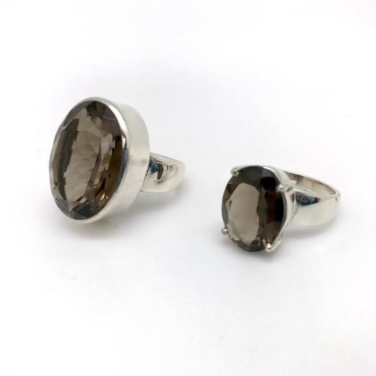Smoky Quartz Faceted Ring (Oval / Round)