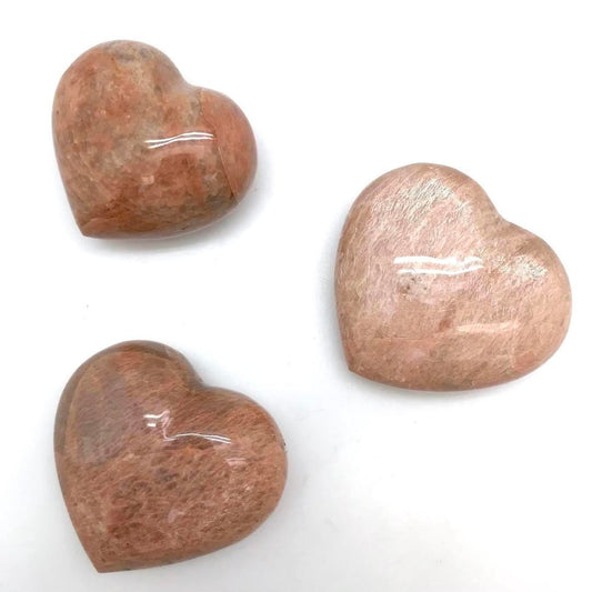 Peach Moonstone Polished Heart