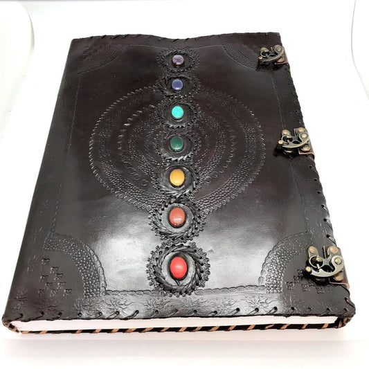 18x13.5 Extra Large Chakra Leather Journal with 3 Locks