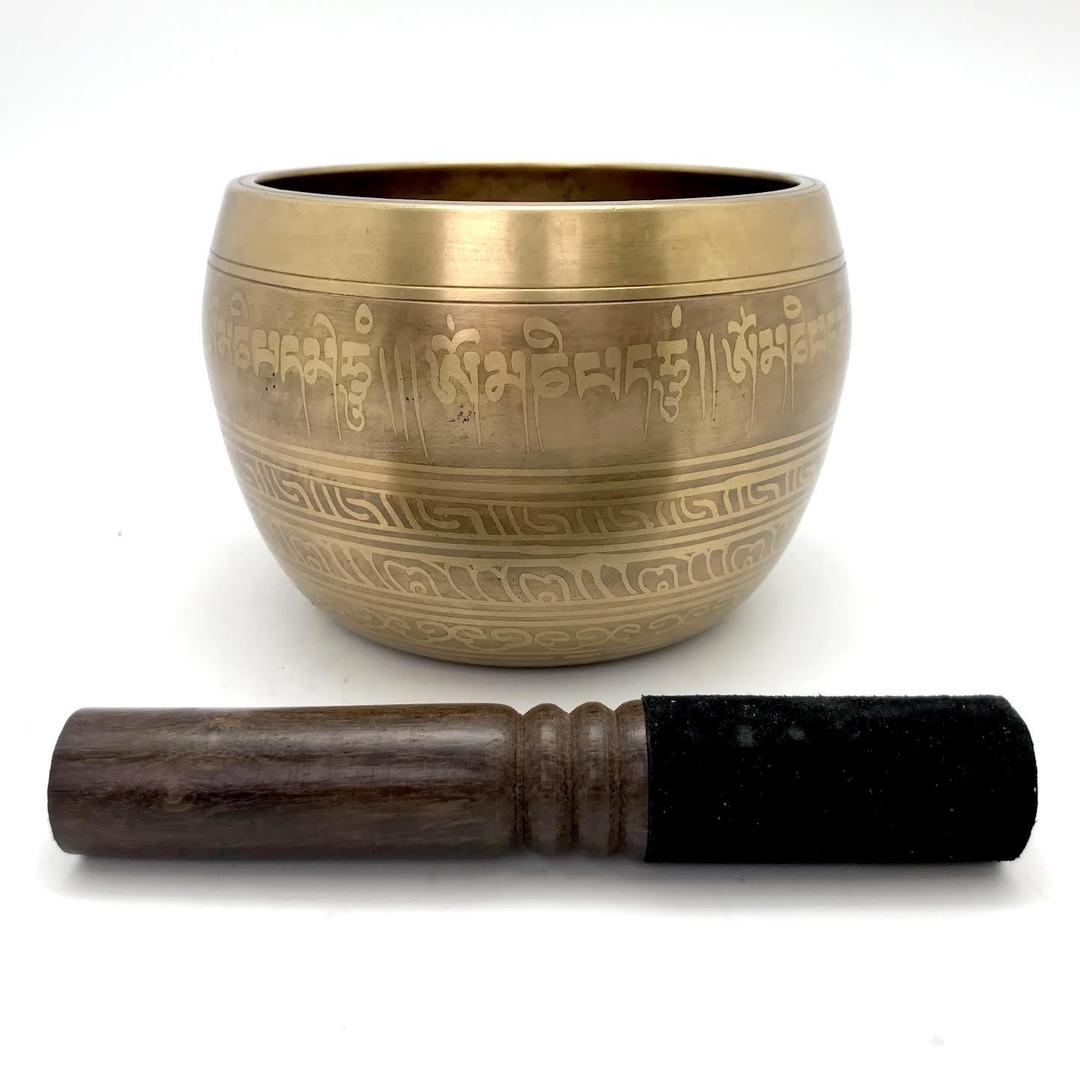 5" Tall Etched Gold Mantra Bowl