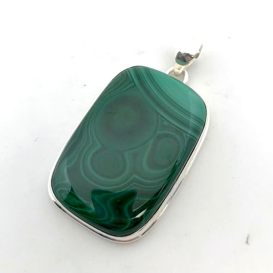 Silver Lined Malachite Rectangle Pendant