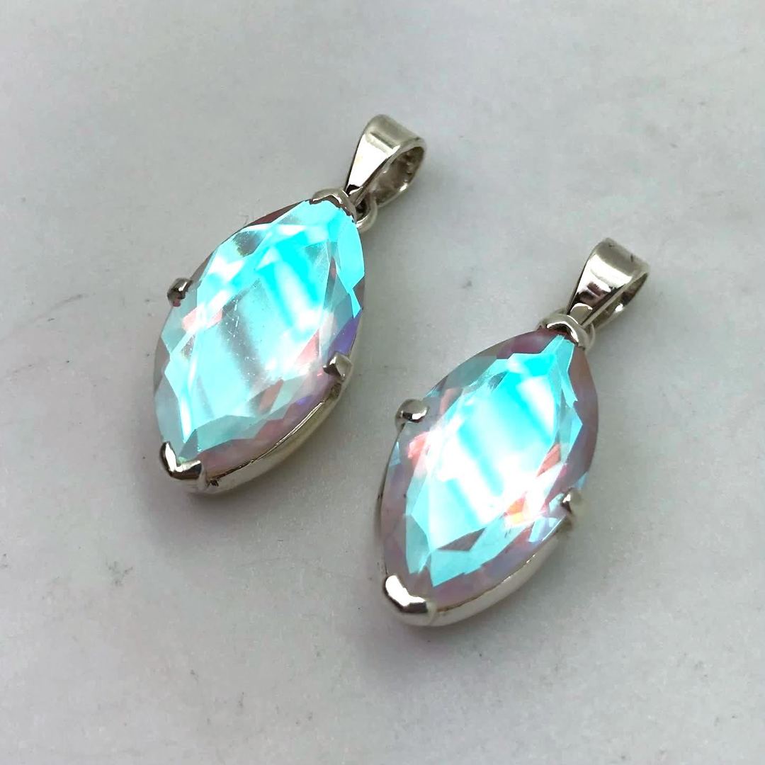 Faceted Mystic Quartz Pendant (Marquise)