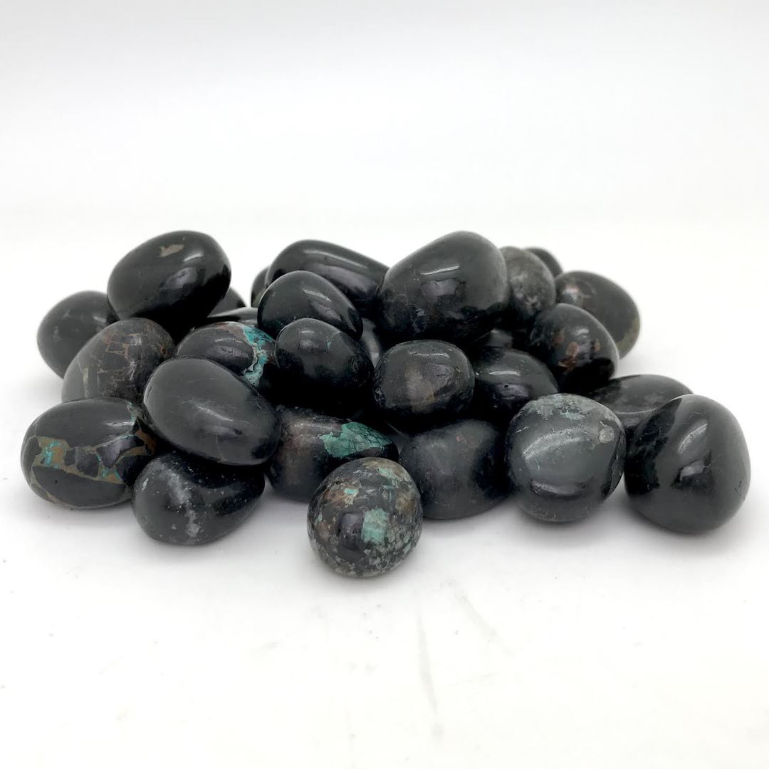 Black Tourmaline with Chrysocolla (Tumbled)