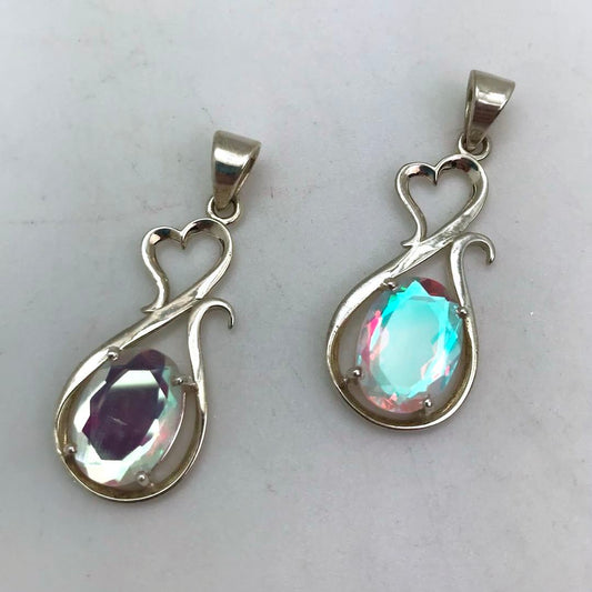 Mystic Quartz Silver Heart Pendant