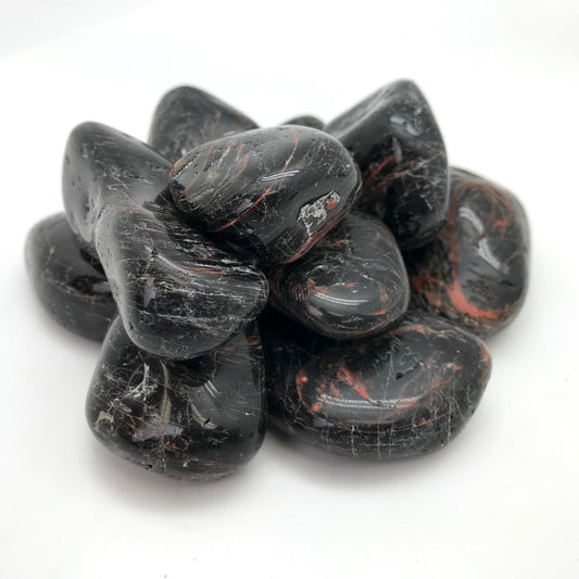 Black Tourmaline with Red Jasper (Tumbled)