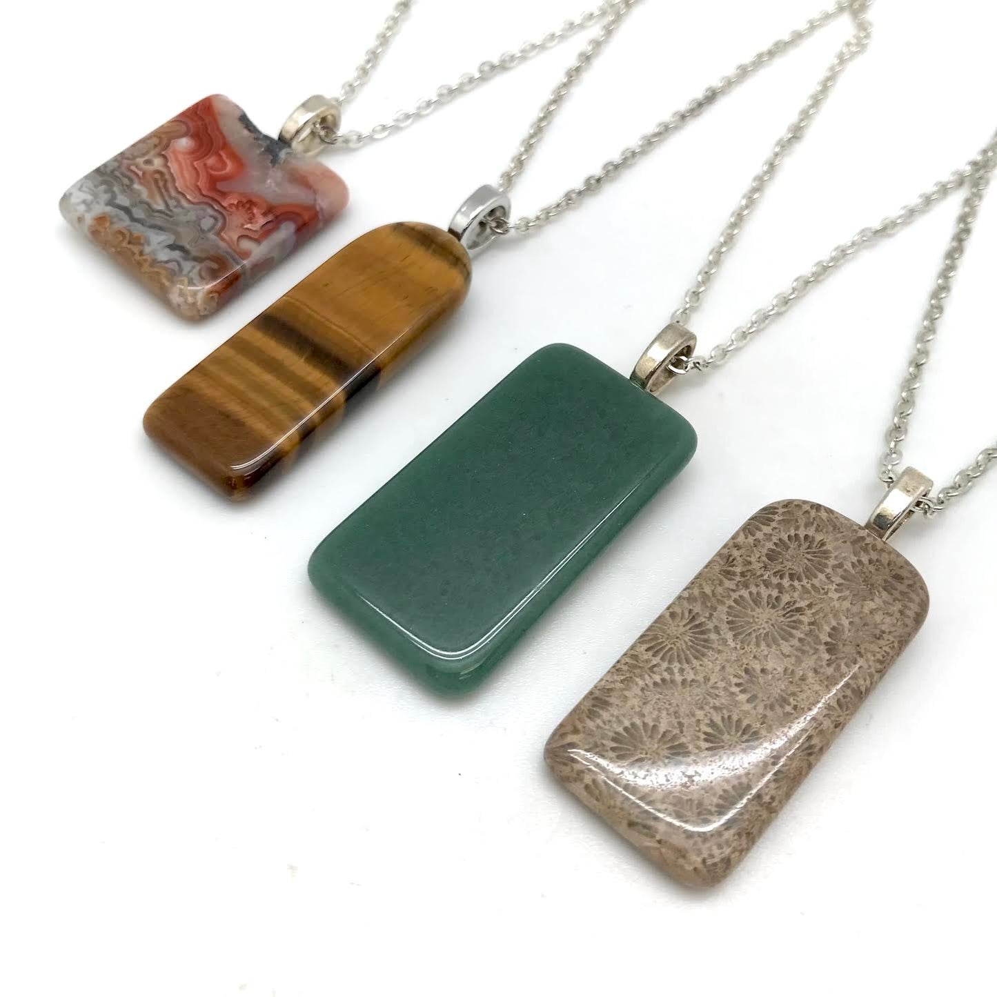 Assorted Crystal Pendant on Silver Chain